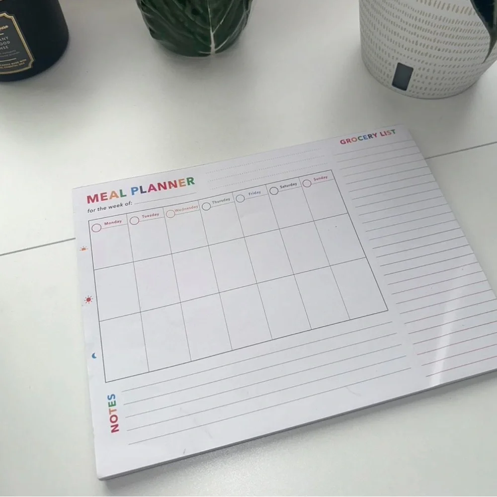 Weekly Meal Planner Notepad with Grocery List